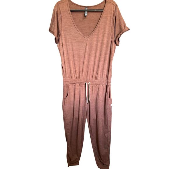 Vuori New All Day Jumpsuit Relaxed Fit Cropped Terracotta Heather Size Large - Picture 7 of 14